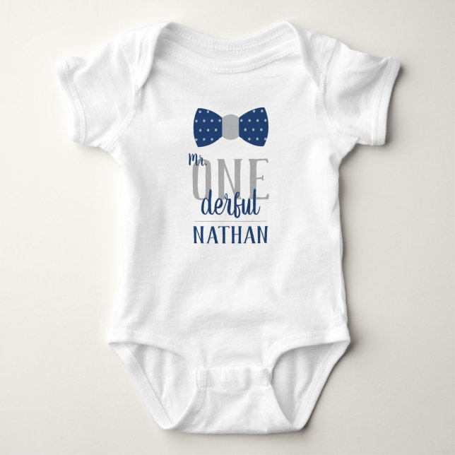 Body Para Bebé Sr. ONE: Maravillosa camiseta de cumpleaños en azu (Anverso)