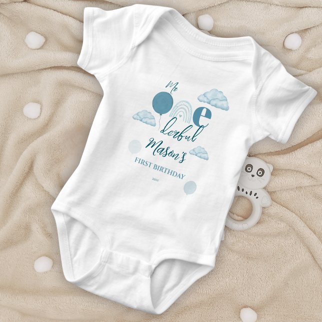 Body Para Bebé Sr Onederful Nube Azul Boho Primer Cumpleaños (Subido por el creador)