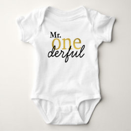 Body Para Bebé Sr. Onemaravillosas Camisas Negras y Faux Gold Bab