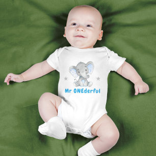 Body Para Bebé Sr. Onemaravilloso Primer cumpleaños Elefante de B