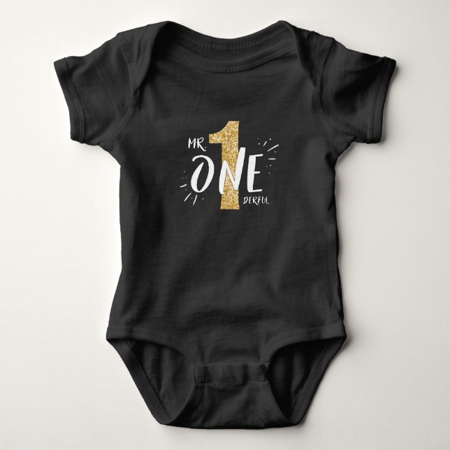 Body Para Bebé Sr. Onemaravillosos cumpleaños Shirt Romper Boy Bl (Anverso)