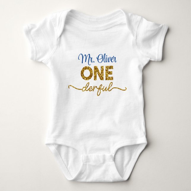 Body Para Bebé Sra. Onemaravilloso ropa de primer cumpleaños 1Beb (Anverso)