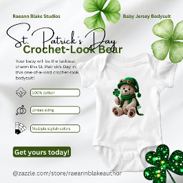 Body Para Bebé St. Patrick's Day Crochet-Look Bear 