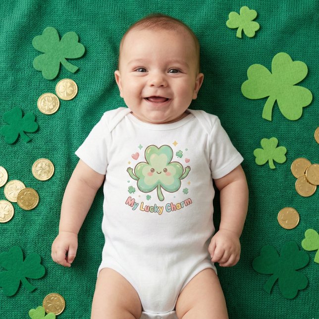 Body Para Bebé St. Patrick's Day Cute "My Lucky Charm" Clover (Subido por el creador)