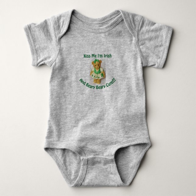 Body Para Bebé St. Patrick's Kiss Me Teddy Bear Baby Bodysuit (Anverso)