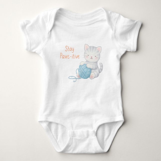 Body Para Bebé Stay Paws-itive Baby Bodysuit – Cute Kitten Nurser (Anverso)