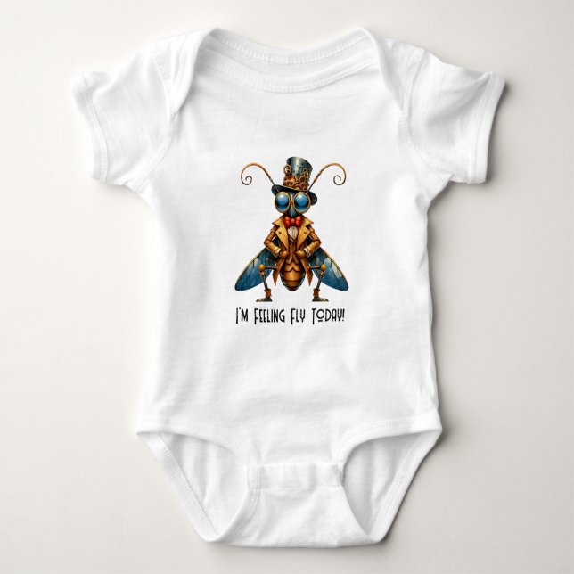 Body Para Bebé Steampunk Bug - Me siento volar hoy (Anverso)