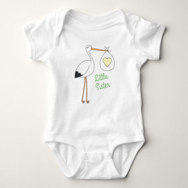 Body Para Bebé Stork Baby Shower Green Gender Neutral (Anverso)