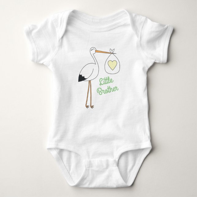 Body Para Bebé Stork Baby Shower Green Gender Neutral (Anverso)