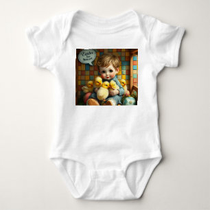 Body Para Bebé STUART ~ CHICO ANTIGUO Pollitos ~ Alegría de Pascu