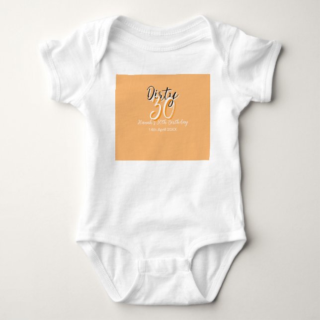Body Para Bebé Sucio anuncio de cumpleaños retro simple y naranja (Anverso)