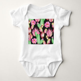 Body Para Bebé Suculentos acuarelas: patrón cactus floral.