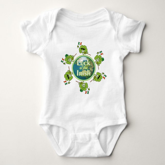 Body Para Bebé Suerte a los irlandeses - Shamrock alrededor del g (Anverso)