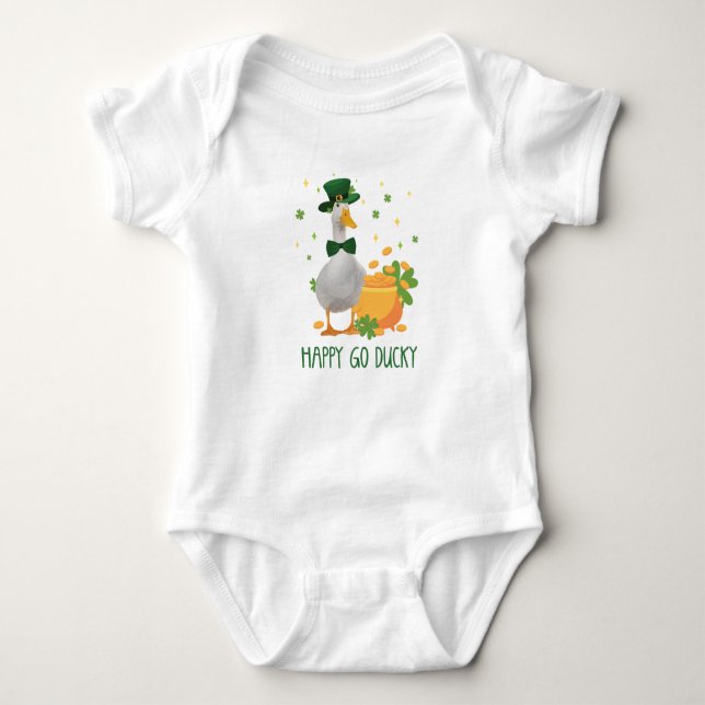 Body Para Bebé Suerte Patricks Happy Go Ducky (Anverso)
