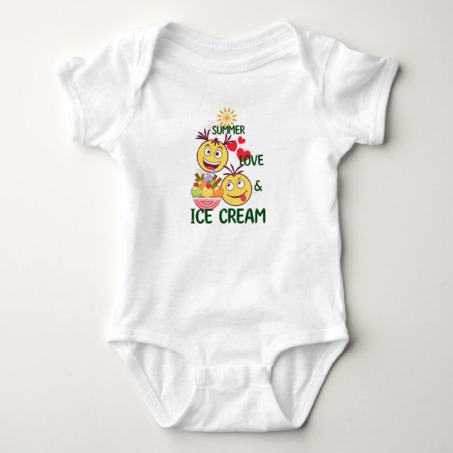 Body Para Bebé Summer Love Ice Cream Baby Bodysuit - Cute Sun  (Anverso)