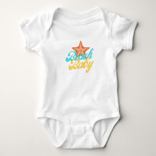 Body Para Bebé Summery Beach Baby Word Art (Anverso)