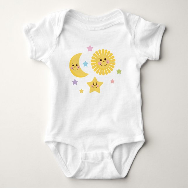 Body Para Bebé Sun y ilustracion de la luna (Anverso)