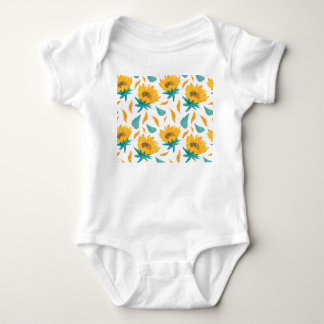 Body Para Bebé Sunflower acuarela: Impresión botánica de verano