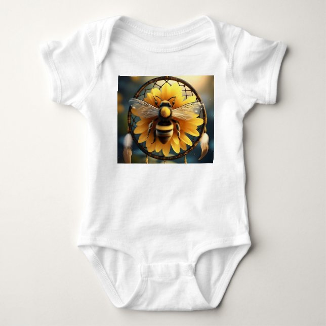 Body Para Bebé Sunflower Bee Dreamcatcher, (Anverso)