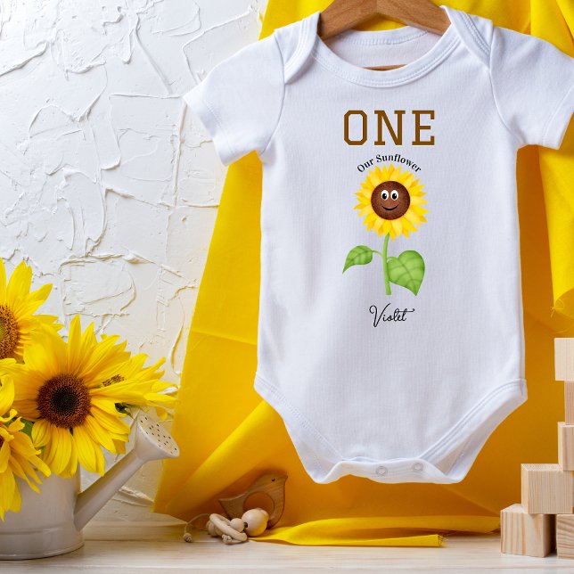 Body Para Bebé Sunflower Bodysuit Kids 1st Birthday Party (Sunflower Collection)