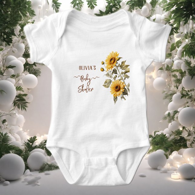 Body Para Bebé Sunflower Elegant Boho Floral Baby Shower (Subido por el creador)