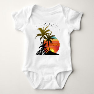 Body Para Bebé Sunset de la montaña Retro Palm Trees