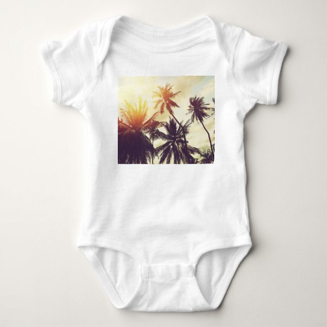 Body Para Bebé Sunset tropical: Palm Silhouette Vintage (Anverso)