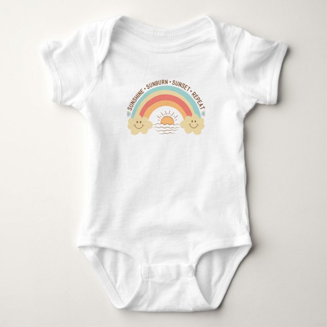 Body Para Bebé Sunshine, Sunburn, Sunsit, Repetir (Anverso)