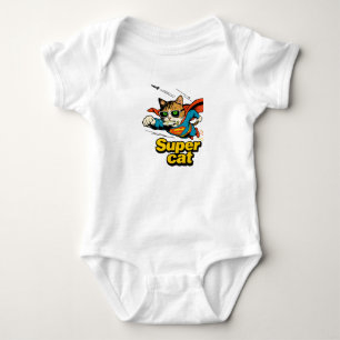Body Para Bebé Super Gato Vuela con Pescado 