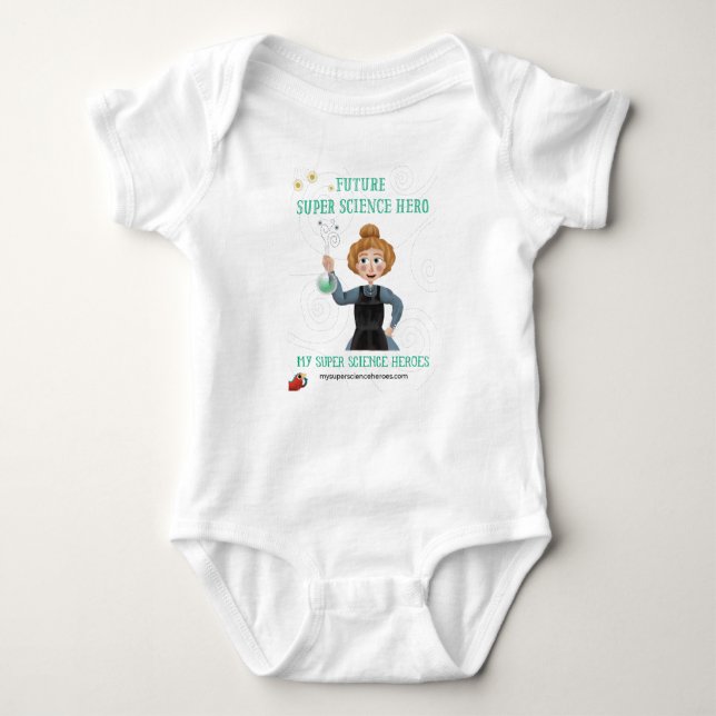 Body Para Bebé Super Science Baby Bodysuit - Marie Curie (Anverso)
