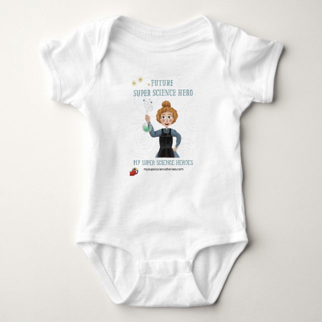 Body Para Bebé Super Science Baby Bodysuit - Marie Curie (Anverso)