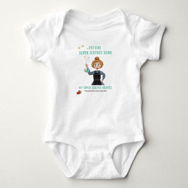 Body Para Bebé Super Science Baby Bodysuit - Marie Curie (Anverso)