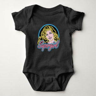 Body Para Bebé Supergirl Retro Neon Lights Graphic