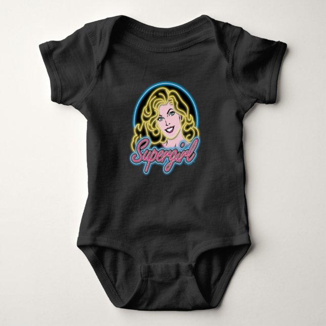 Body Para Bebé Supergirl Retro Neon Lights Graphic (Anverso)