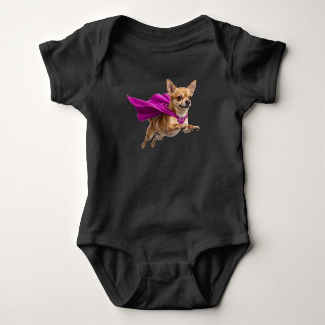 Body Para Bebé Superhéroe Chihuahua Lindo  (Anverso)