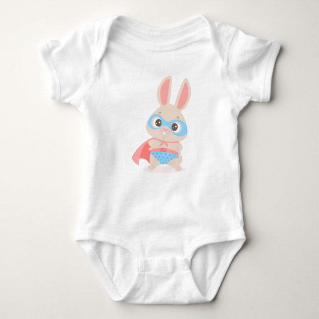 Body Para Bebé Superhéroe Conejo Conejo Bebé Sleeper Bodysuit (Anverso)