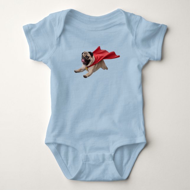 Body Para Bebé Superhéroe Pug Adorable (Anverso)