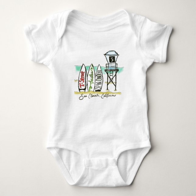 Body Para Bebé Surf San Clemente Baby Bodysuit (Anverso)