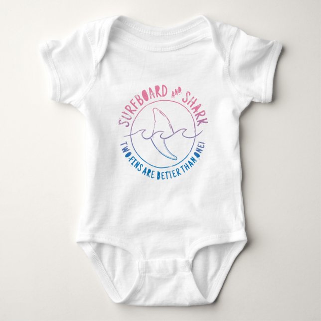 Body Para Bebé Surf Y Tiburón En Verano (Anverso)