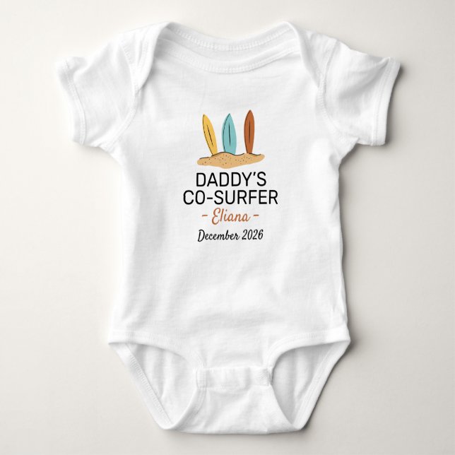 Body Para Bebé Surfing Baby Shower Daddy’s Co-Surfer - Surf (Anverso)