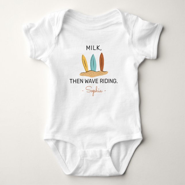 Body Para Bebé Surfing Baby Shower Milk Then Wave Riding - Surfer (Anverso)