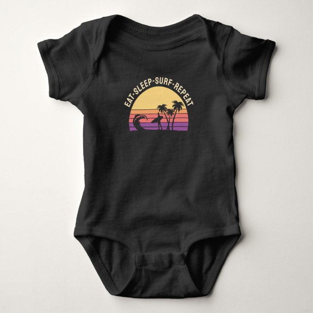 Body Para Bebé Surfing Retro (Anverso)