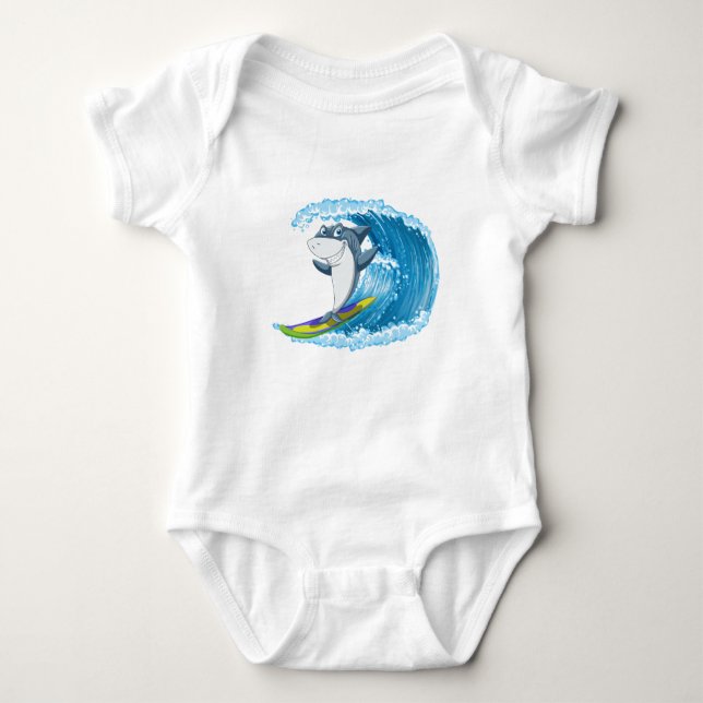 Body Para Bebé Surfing Shark Baby Bodysuit (Anverso)