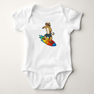 Body Para Bebé Suricata como surfista con tabla de surf