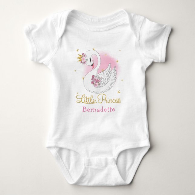 Body Para Bebé Swan Princess First Birthday Baby Bodysuit (Anverso)