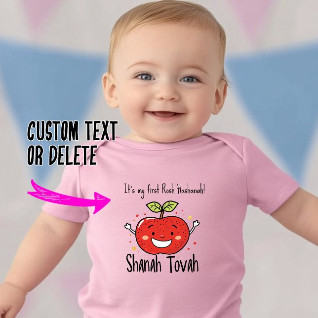 Body Para Bebé 🍎 Sweet Apple Joy con texto personalizado (🍎 Sweet Apple Joy with custom text Baby Bodysuit)