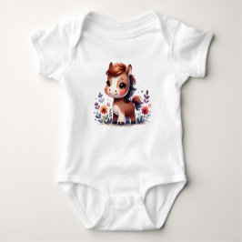 Body Para Bebé Sweet Baby Pony with Flowers | Cute Animal Art