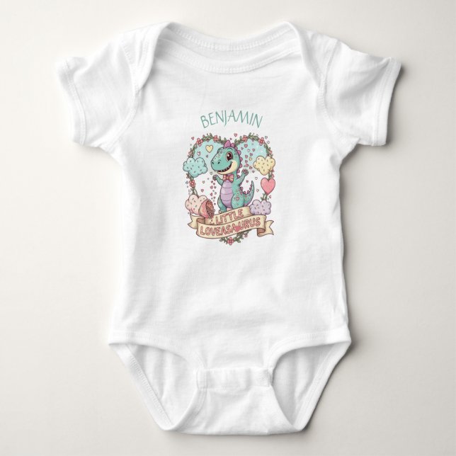 Body Para Bebé Sweet Little Dino Birthday Personalized (Anverso)