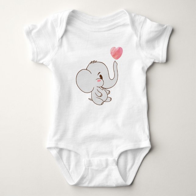 Body Para Bebé Sweet Minimalist Elephant with Heart for Newborn  (Anverso)