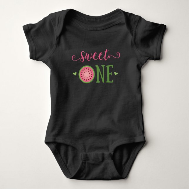 Body Para Bebé Sweet One Watermelon 1st Birthday Outfit T-Shirt (Anverso)